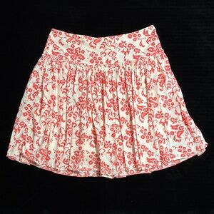 GAP Coral Floral lined Gathered Skater Skirt on Cream 100% cotton